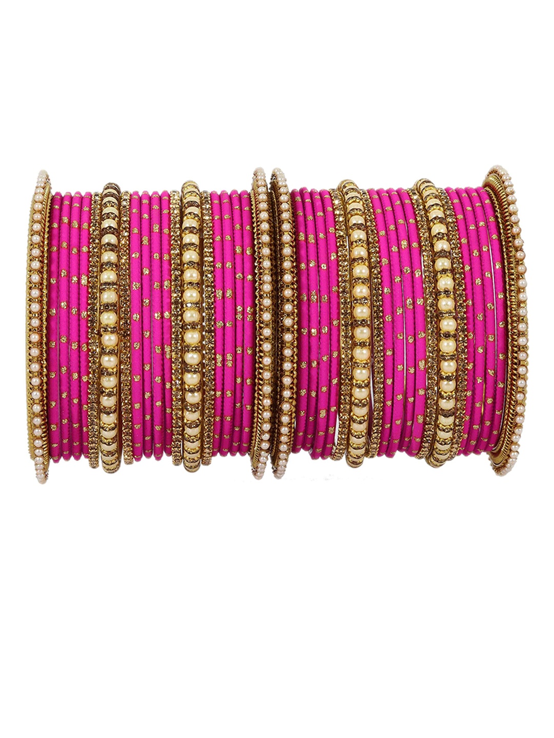 

ZULKA Set of 40 Base Metal and Studded with Zircon Gemstone or Pearls, Red