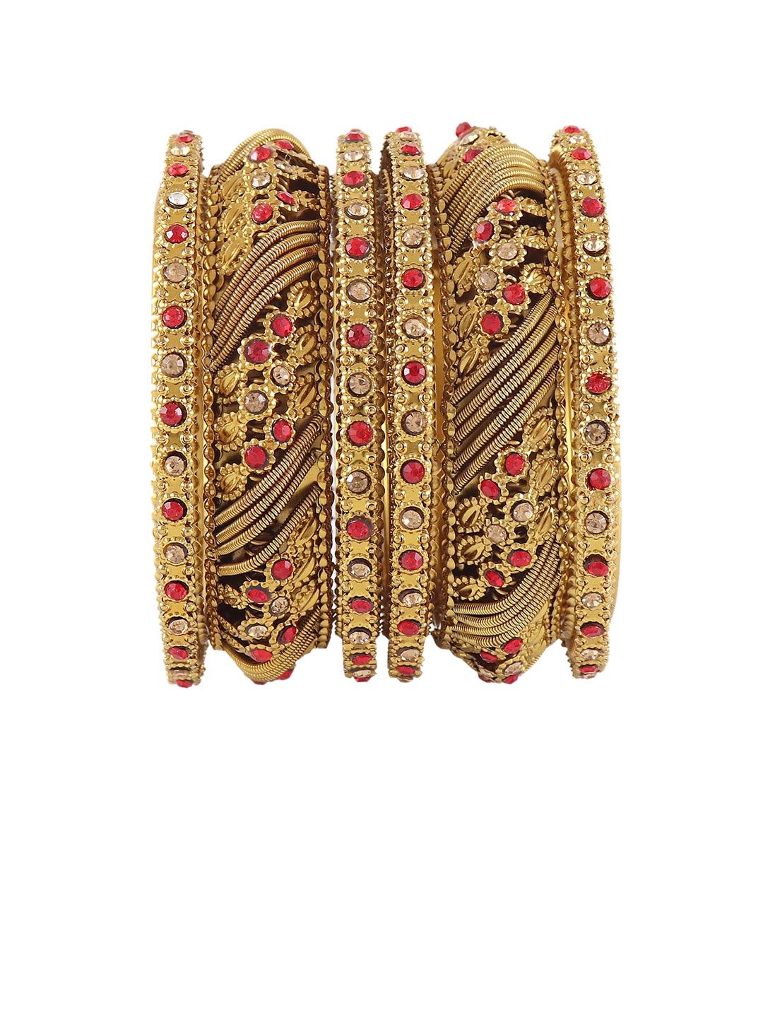 

ZULKA Set of 6 Metal with Zircon Gemstone Bangle, Gold