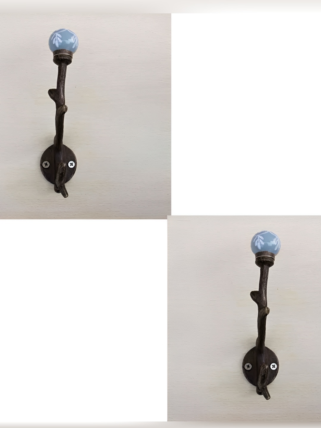 

IndianShelf Grey & White 2 Pieces Floral Printed Ceramic Wall Hooks