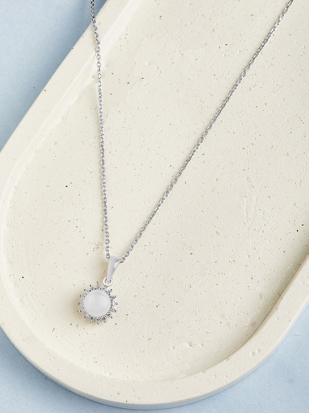 

Mia by Tanishq Serene Pearl 925 Silver Silver Plated Cubic Zirconia Studded Chain