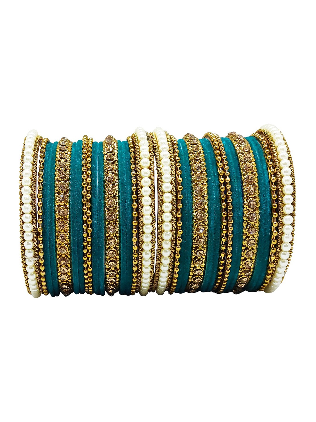 

CHRISHAN Set Of 32 Stone-Studded Bangles, Gold