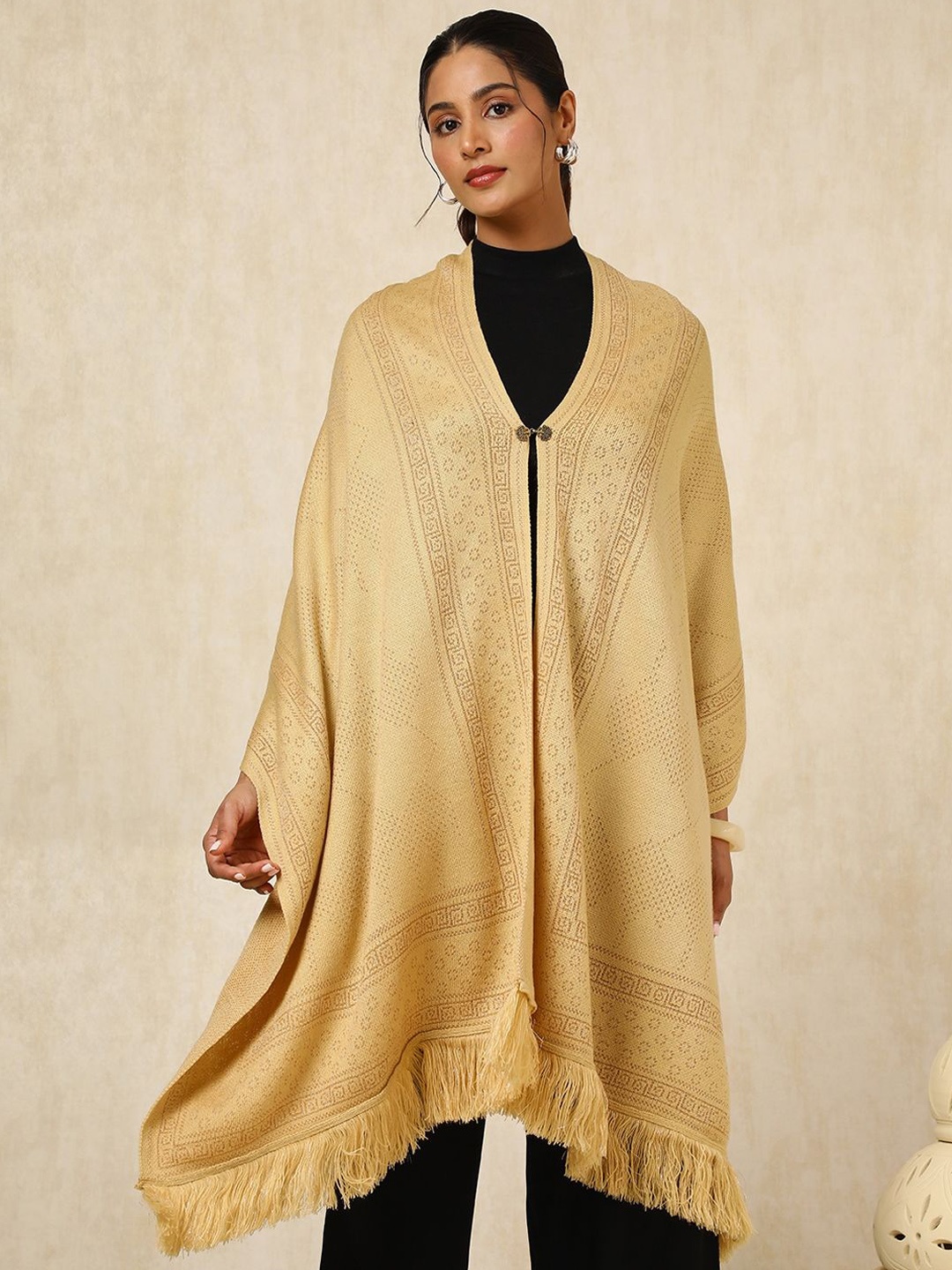 

Soch Women Woven Design Acrylic Shawl, Beige