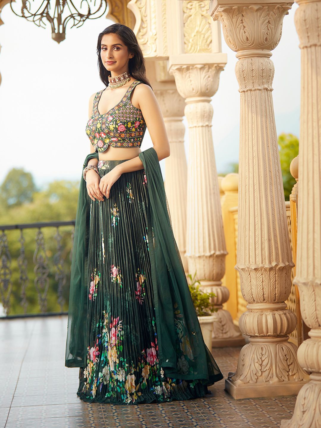 

Alaya Advani Embroidered Ready to Wear Lehenga & Blouse With Dupatta, Green