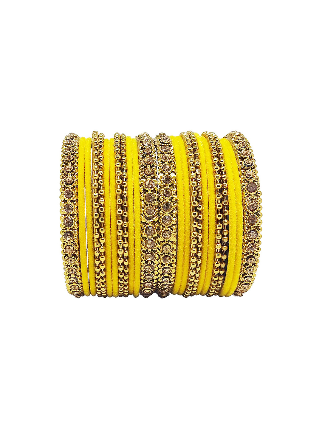 

CHRISHAN Set Of 24 Stone-Studded Bangles, Gold