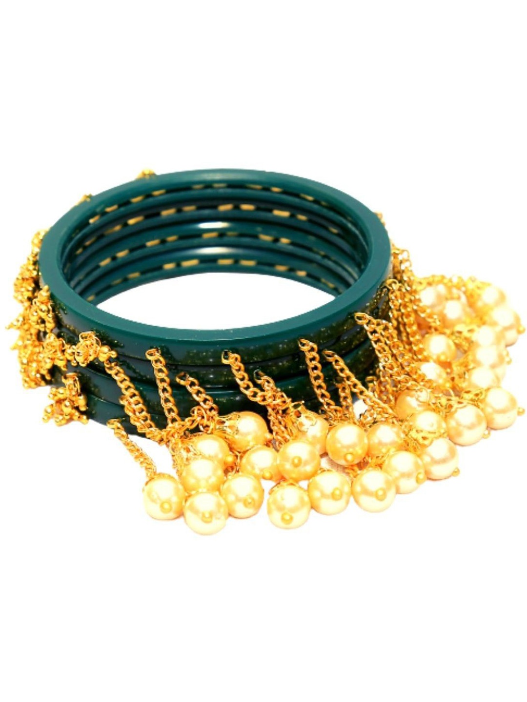 

Align Set Of 4 Gold-Plated Beaded Bangle, Green