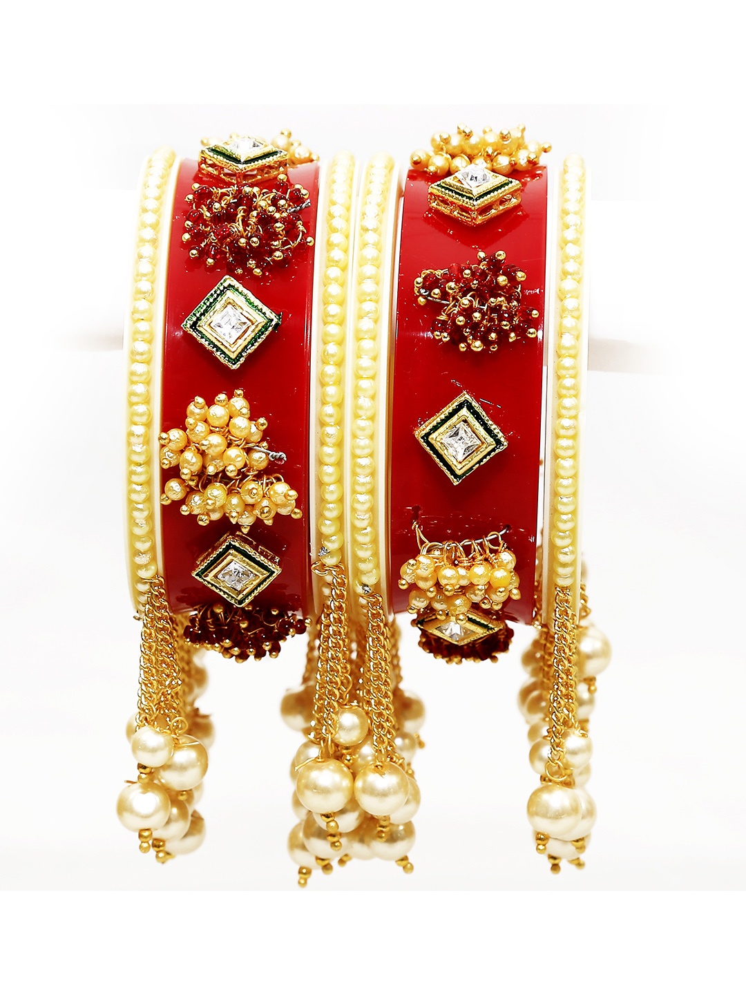 

Align Set Of 2 Gold-Plated Stone-Studded & Beaded Bangles