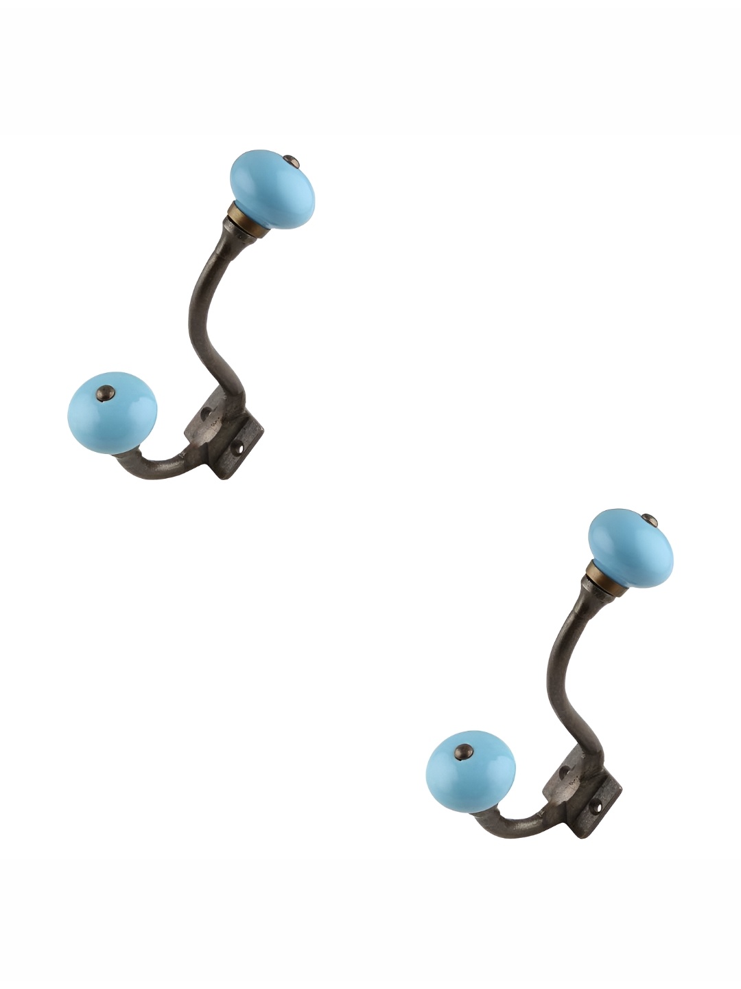 

IndianShelf Blue & Bronze 2 Pieces Ceramic Wall Hooks