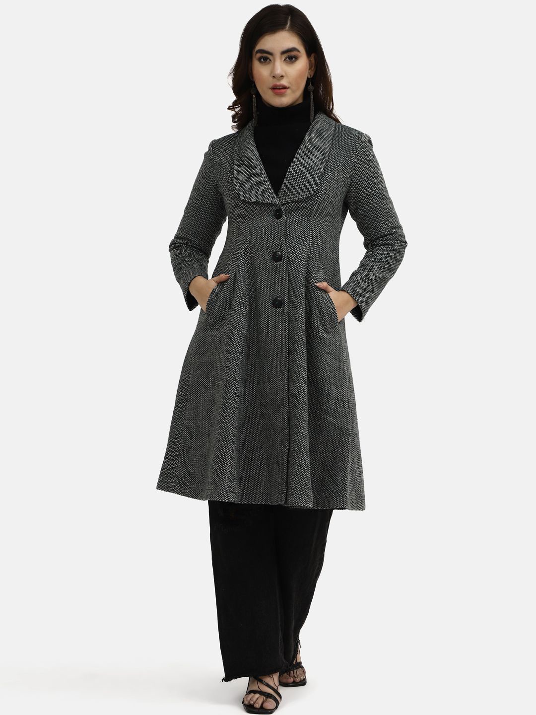 

Owncraft Women Single-Breasted Overcoat, Grey