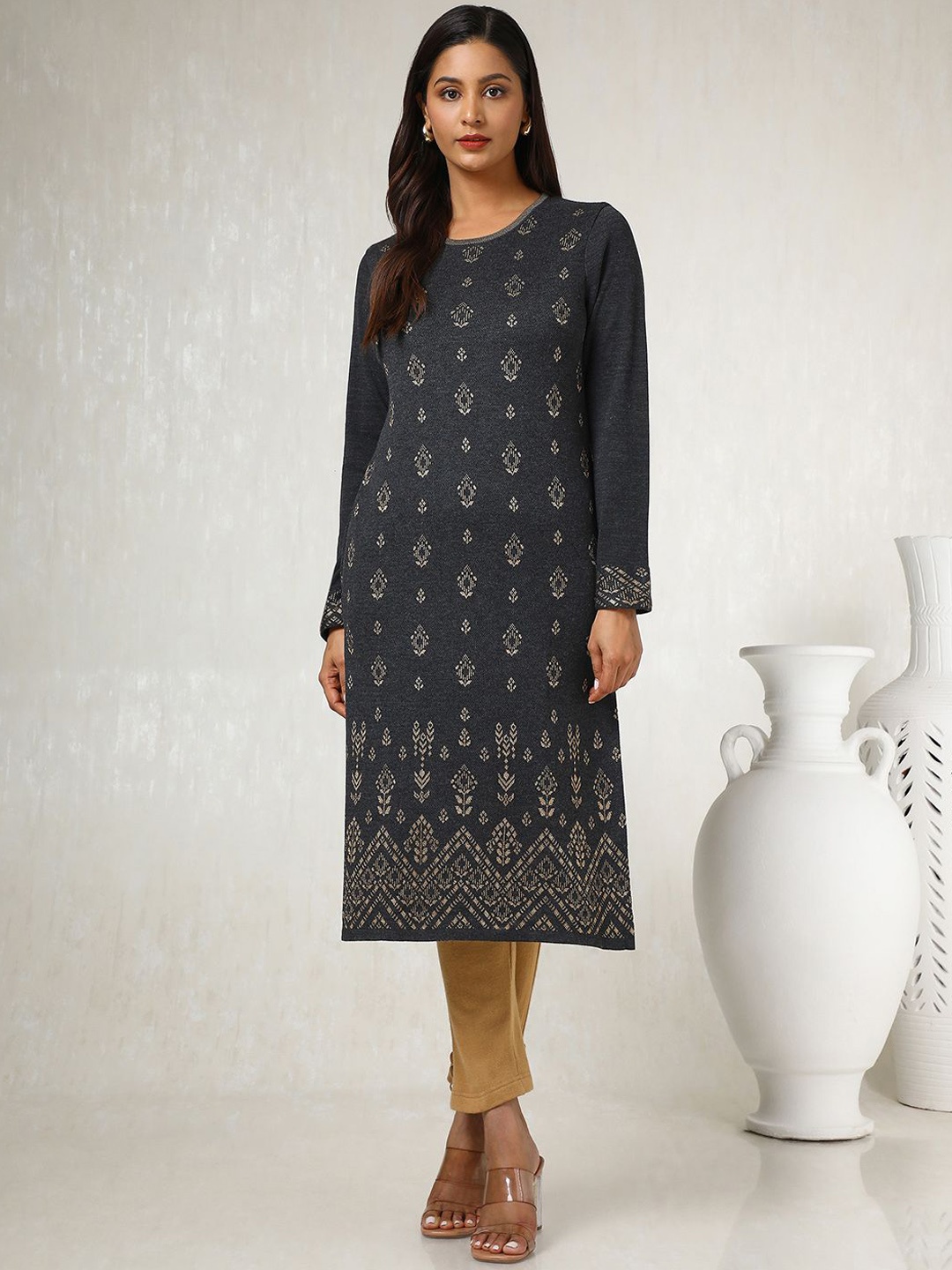 

Soch Woven Design Kurta, Charcoal