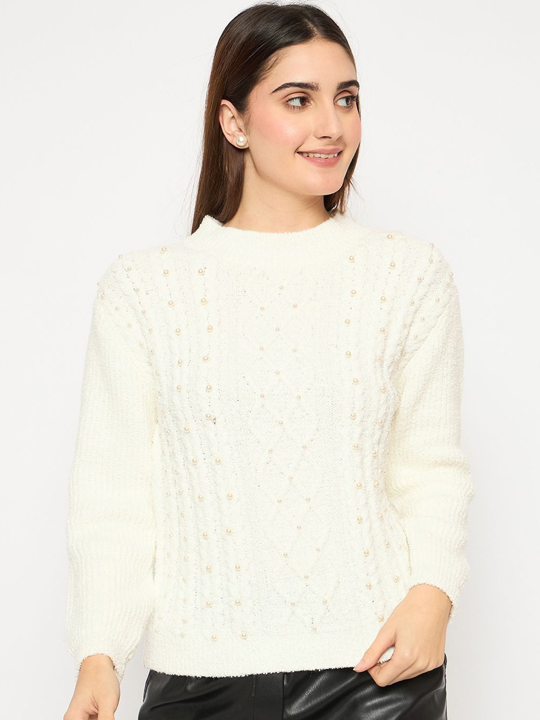 

Madame Women Pullover with Embellished Detail, Off white