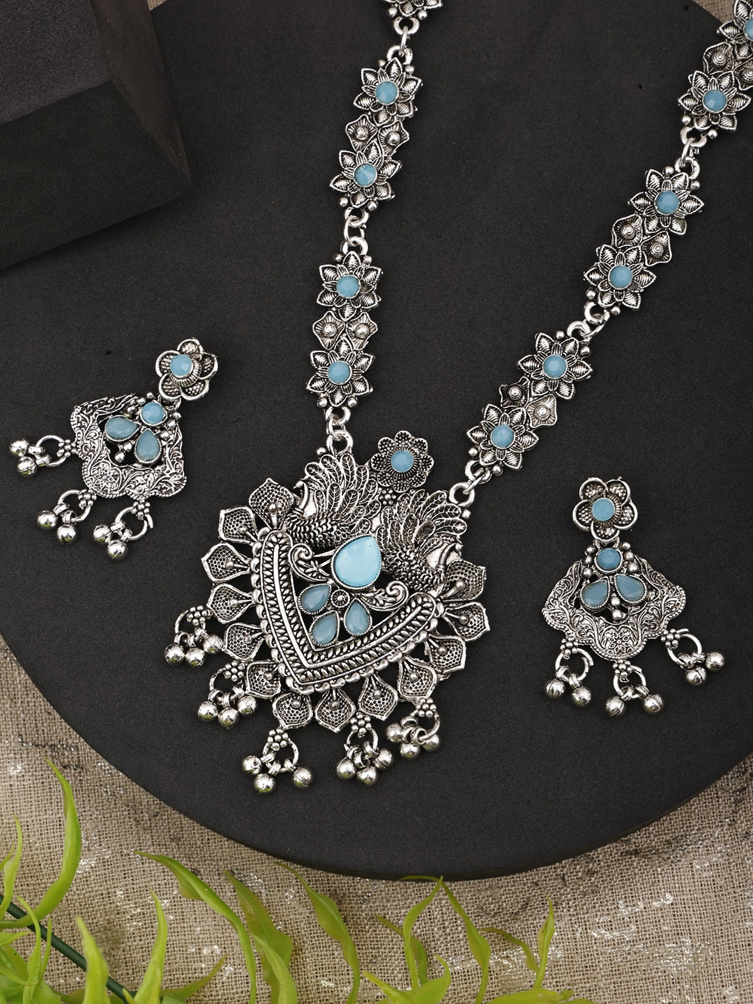 

SUNHARI Stone Studded & Beaded Jewellery Set, Silver