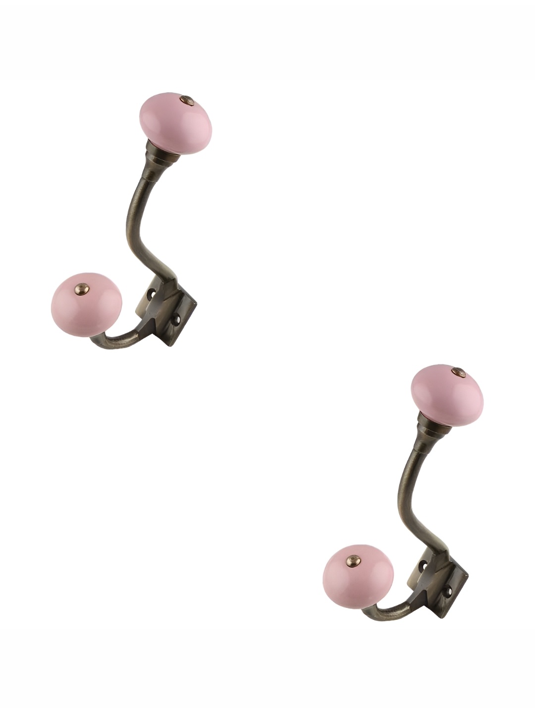 

IndianShelf Pink & Brown 2 Pieces Ceramic Wall Hooks