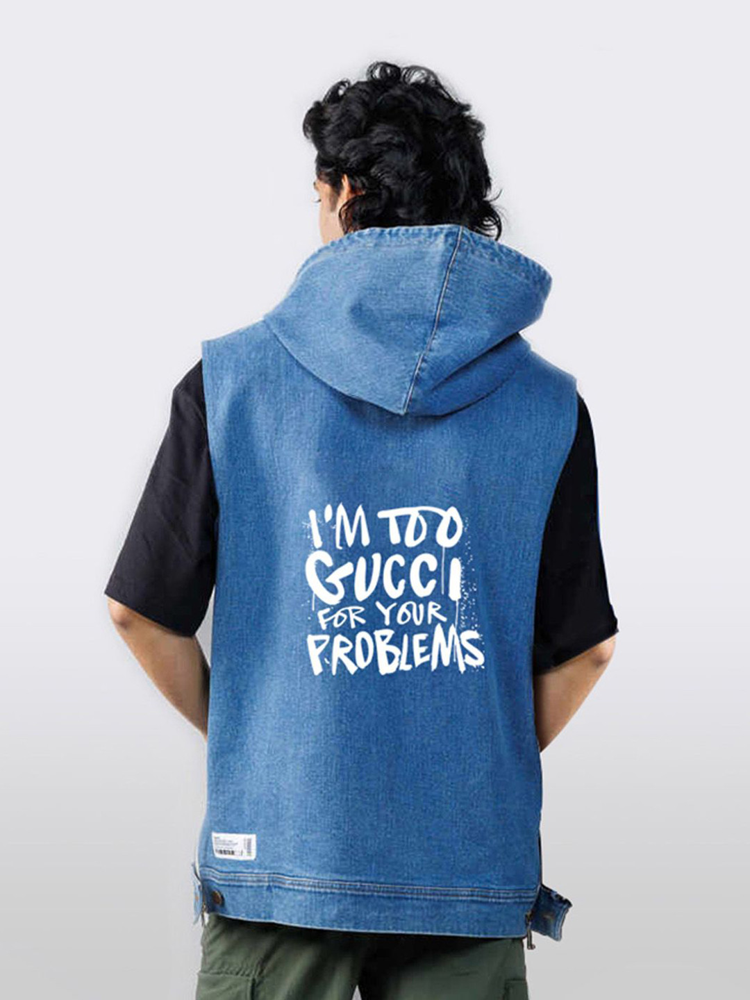 

FIBONACCI Men Gucci 4U Fusion Denim Hoodie, Blue