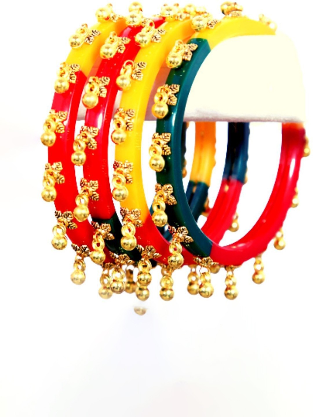 

Align Set Of 4 Gold-Plated Beaded Bangle, Red