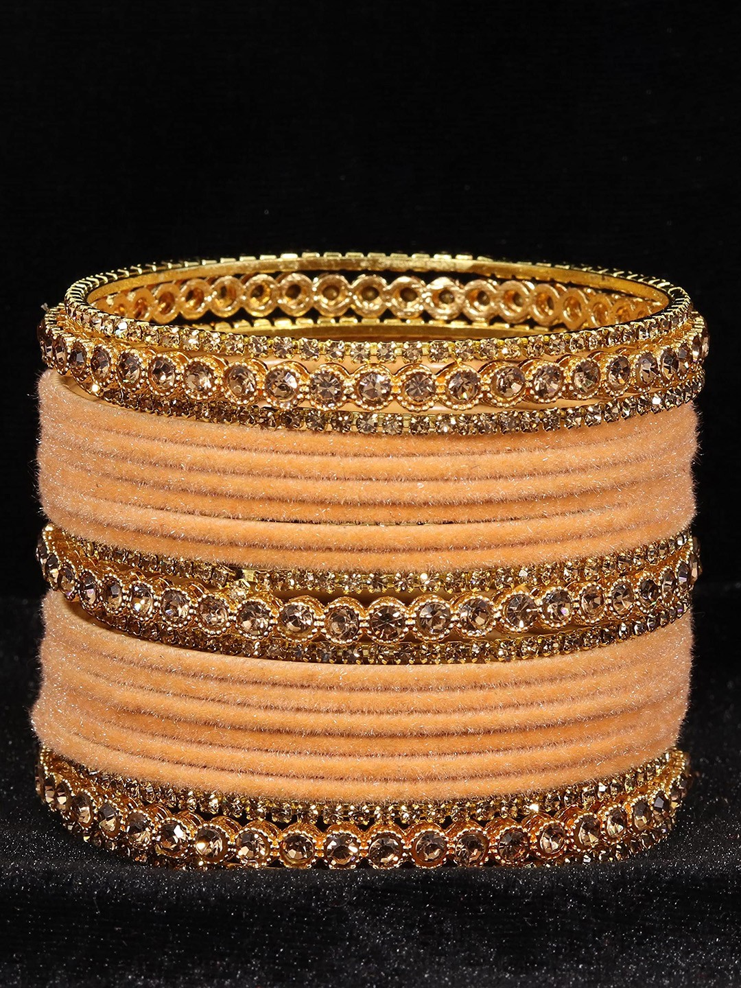 

Set Of 42 Non-Precious Metal with Base Metal Zircon Gemstone and Rosegold Ballchain Bangle, Magenta