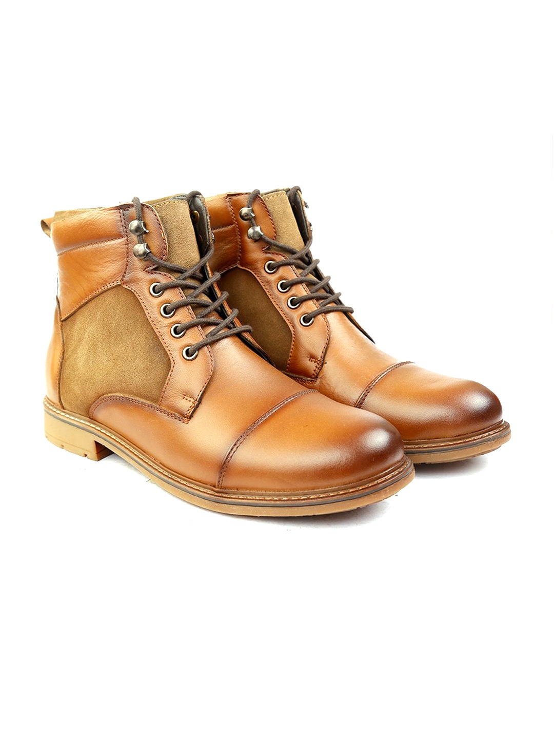 

The Roadster Lifestyle Co. Men Round Toe Leather Boots, Tan