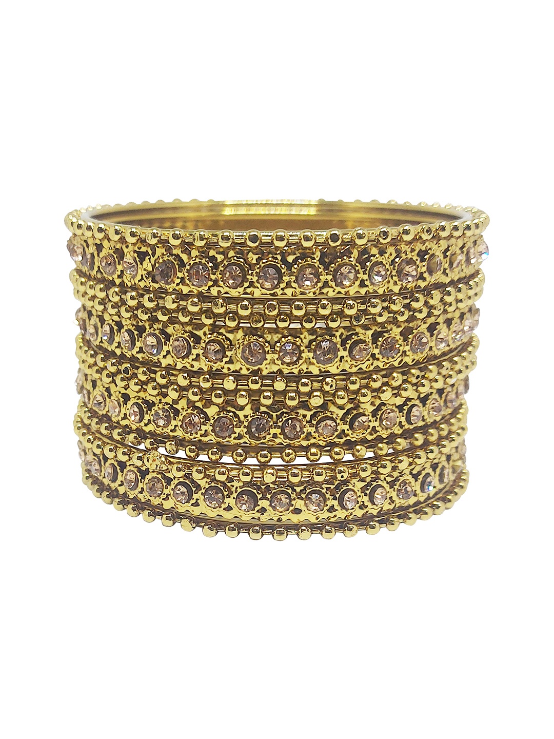 

CHRISHAN Set Of 12 Stone-Studded Bangles, Gold