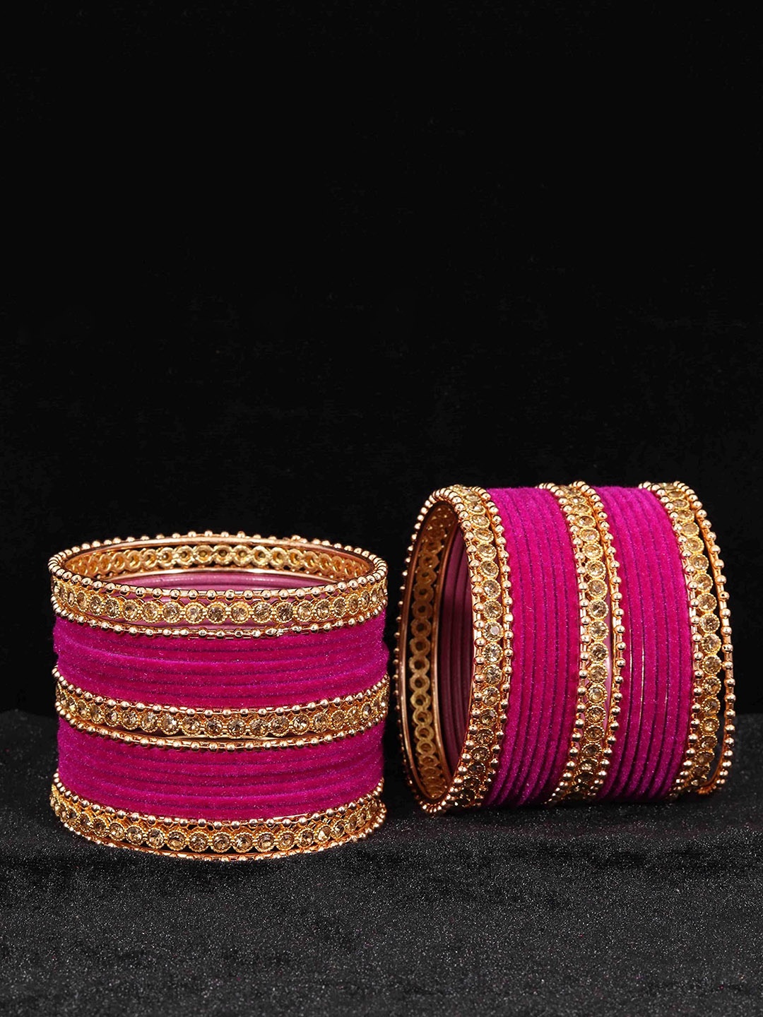 

ZULKA Set Of 42 Stone-Studded & Beaded Bangles, Rose gold