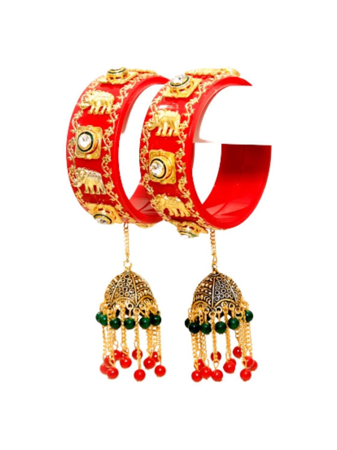 

Align Set Of 2 Gold-Plated Stones-Studded & Beaded Bangles