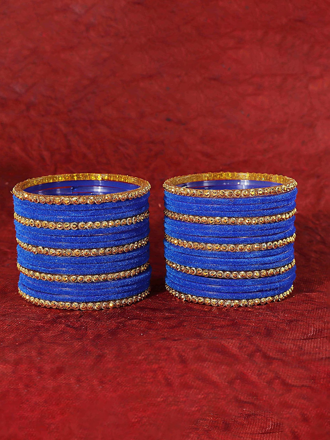 

ZULKA Set of 34 Stylish Glass & Golden Beads Velvet Bangle | Fancy Bangles, Maroon