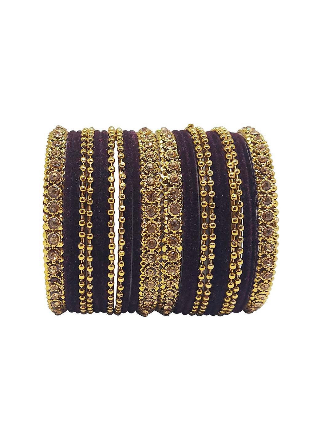 

CHRISHAN Set Of 24 Stone Studded Bangles, Gold