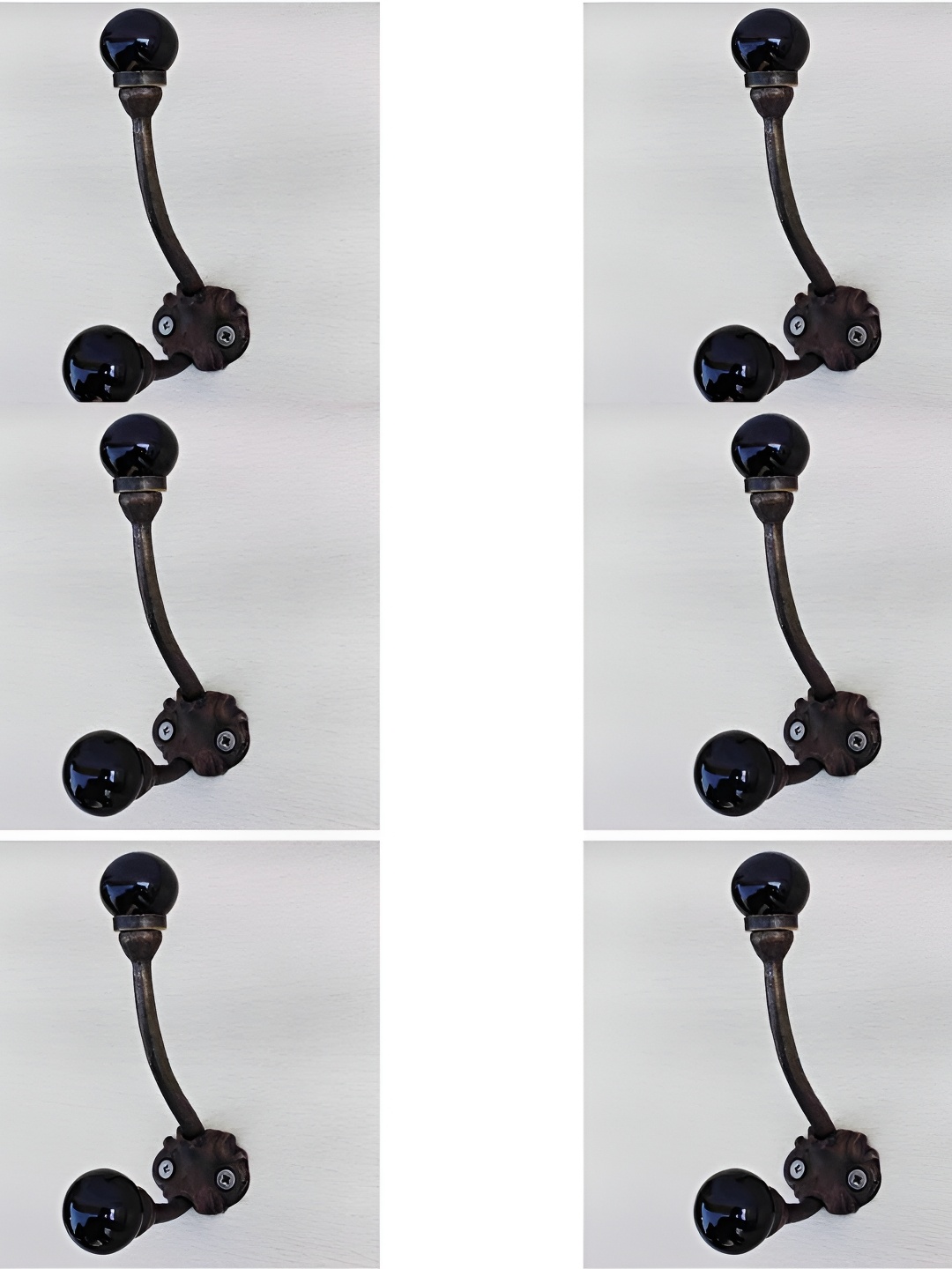 

IndianShelf Black & Bronze 6 Pieces Ceramic Wall Hooks