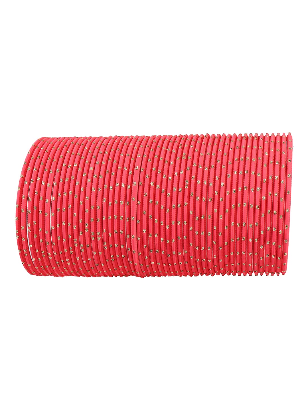 

ZULKA Set of 48 Plain Metal with Polka Dots Bangles, Rose