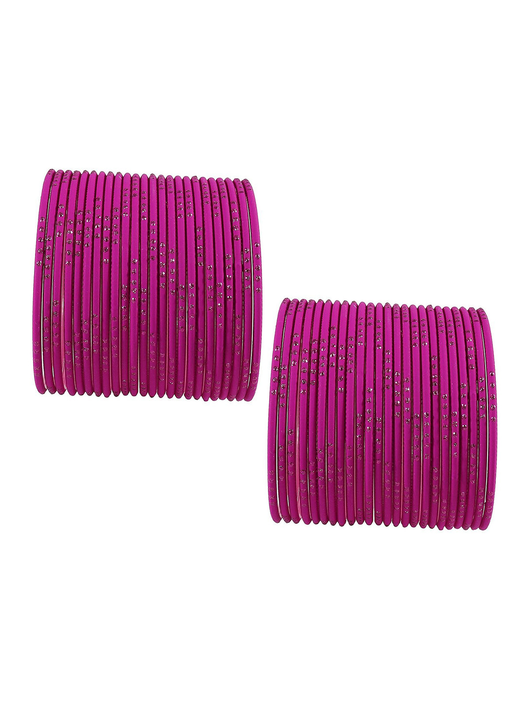

ZULKA Set Of 48 Metal With Glitter Polka Dots Bangles, Magenta