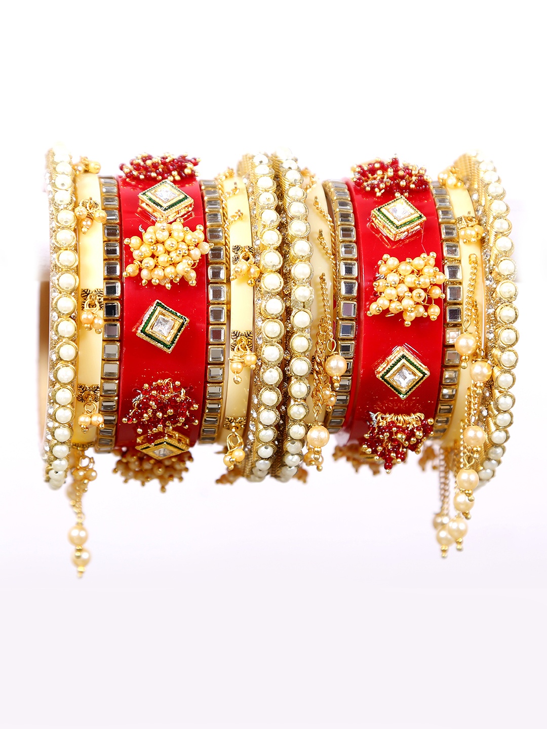 

Align Set Of 2 Gold-Plated Stone Studded & Beaded Bangles