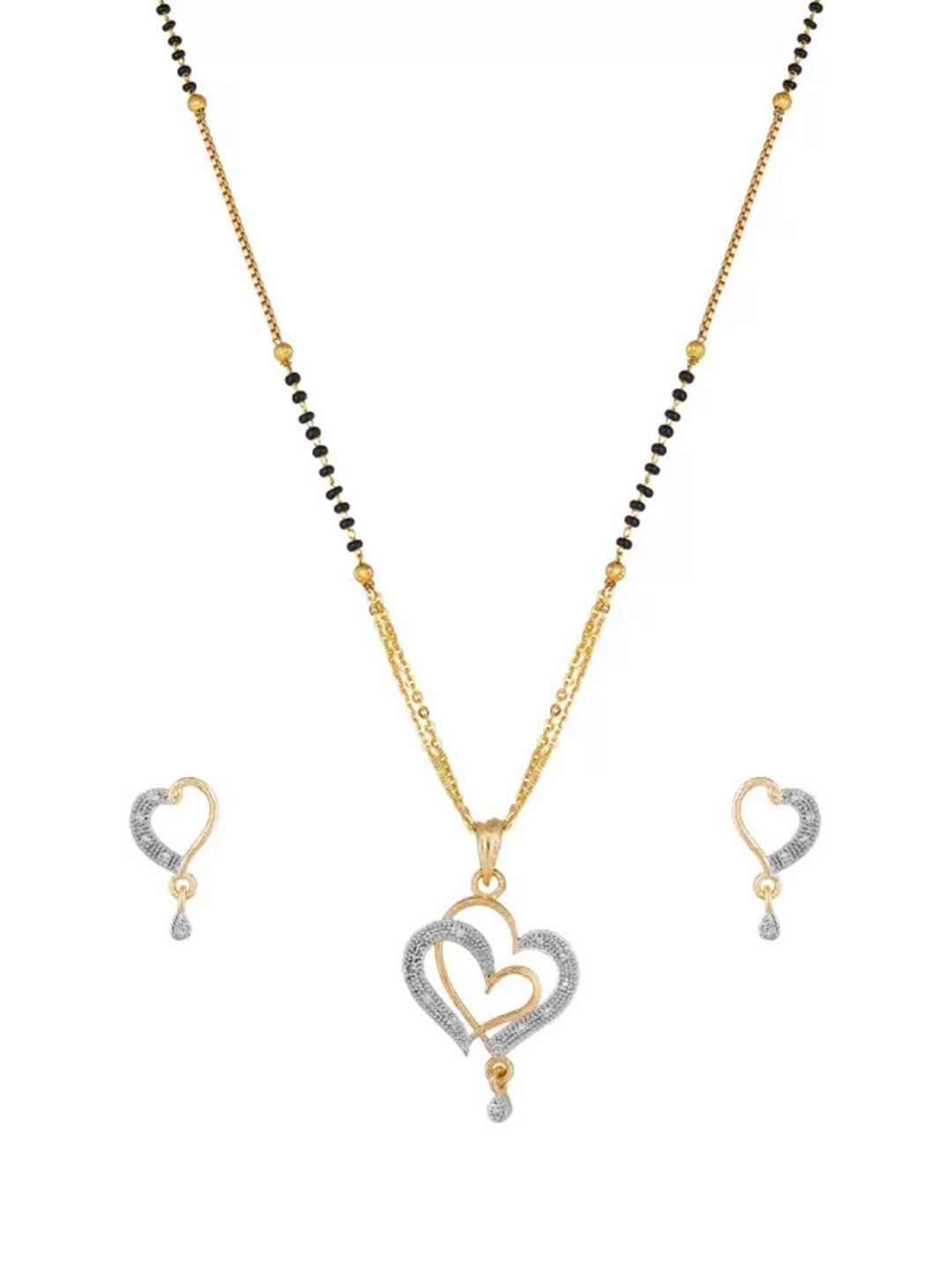 

SUNHARI Artificial Stones and Beads Beaded Mangalsutra With Earrings, Silver