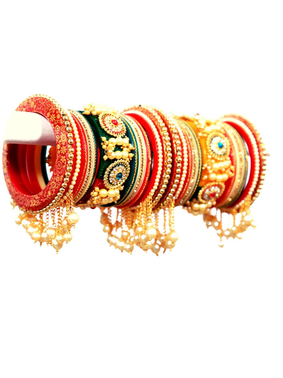 

Align Set Of 2 Gold-Plated Stones-Studded & Beaded Bangles
