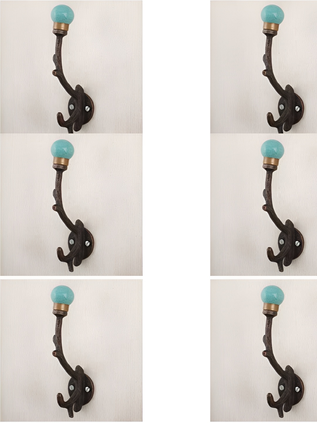 

IndianShelf Green 6 Pieces Ceramic Floral Tree Wall Hooks