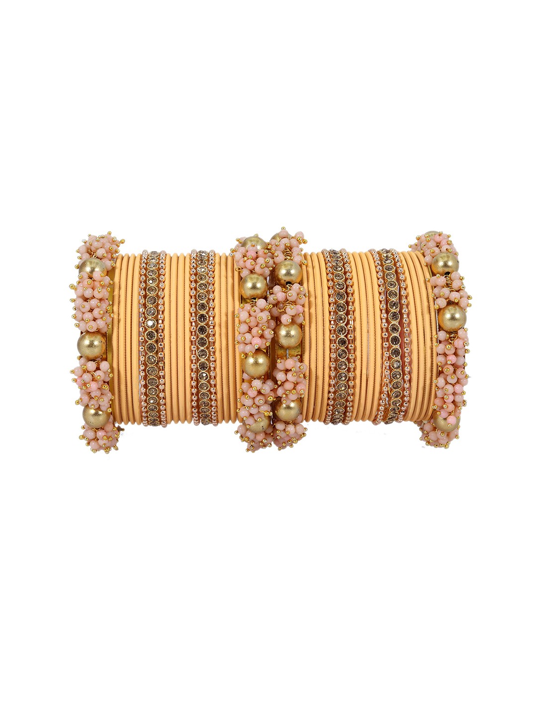 

ZULKA Set of 42 Metal with Base Metal and Zircon Gemstone with Pearls Studded Matte, Red
