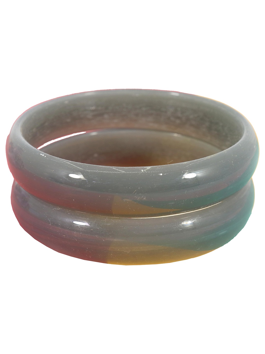 

ZULKA Set Of 2 Kada Glass Bangles, Grey