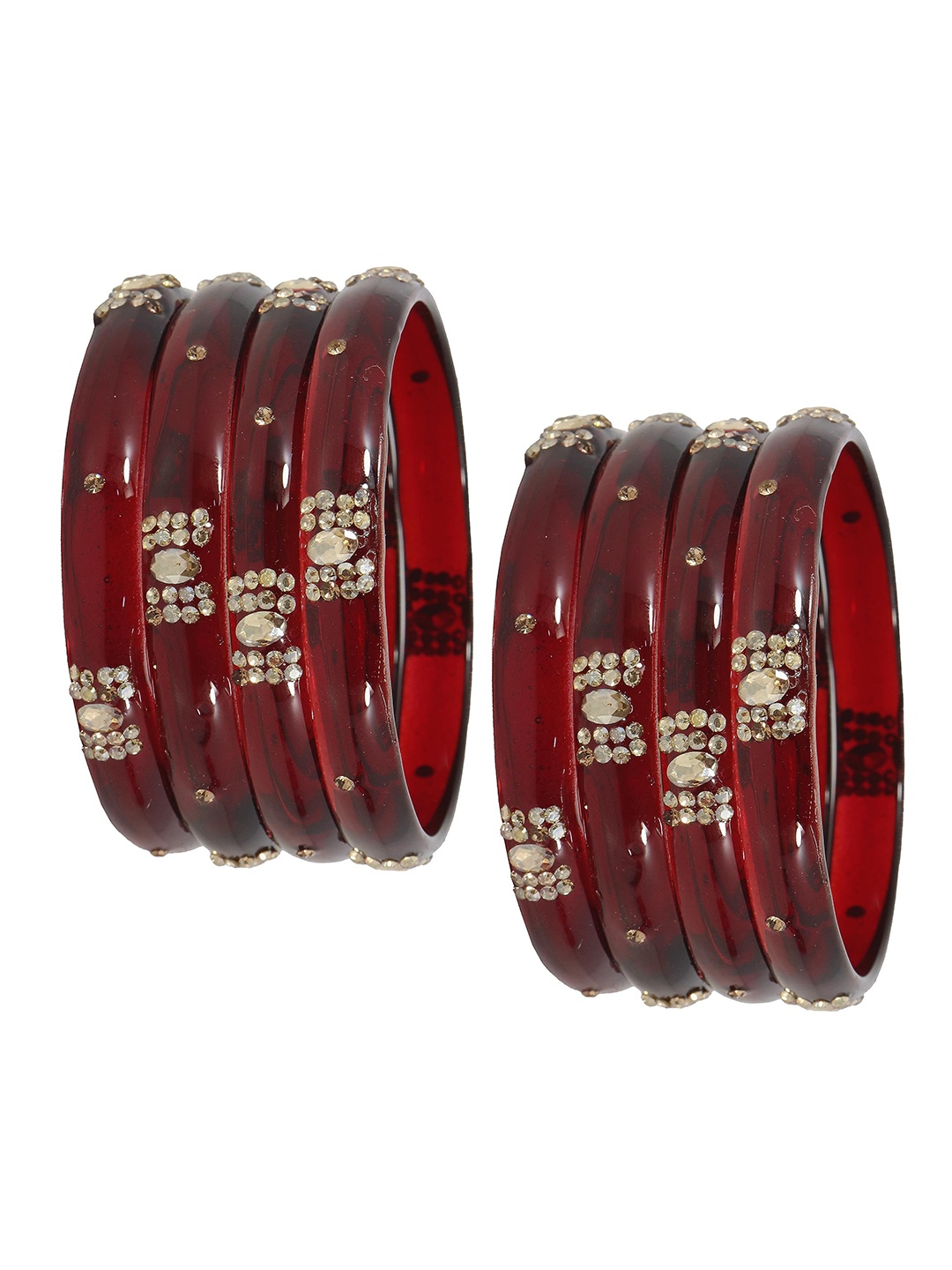

ZULKA Set of 8 Glass Bangles Studded Zircon Gemstone | Glass Bangles, Maroon