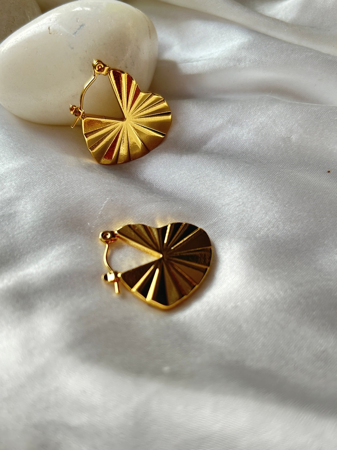 

The Jewellery Tale Gold-Plated Half Heart Shaped Layered Hoop Earrings