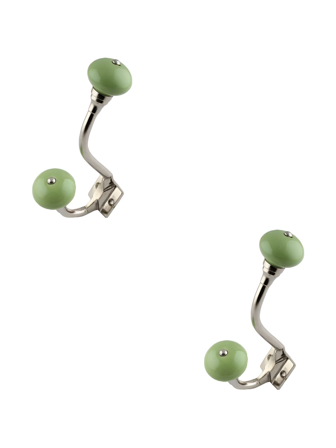 

IndianShelf Lime Green 2 Pieces Ceramic Solid Door Hangers Wall Hooks