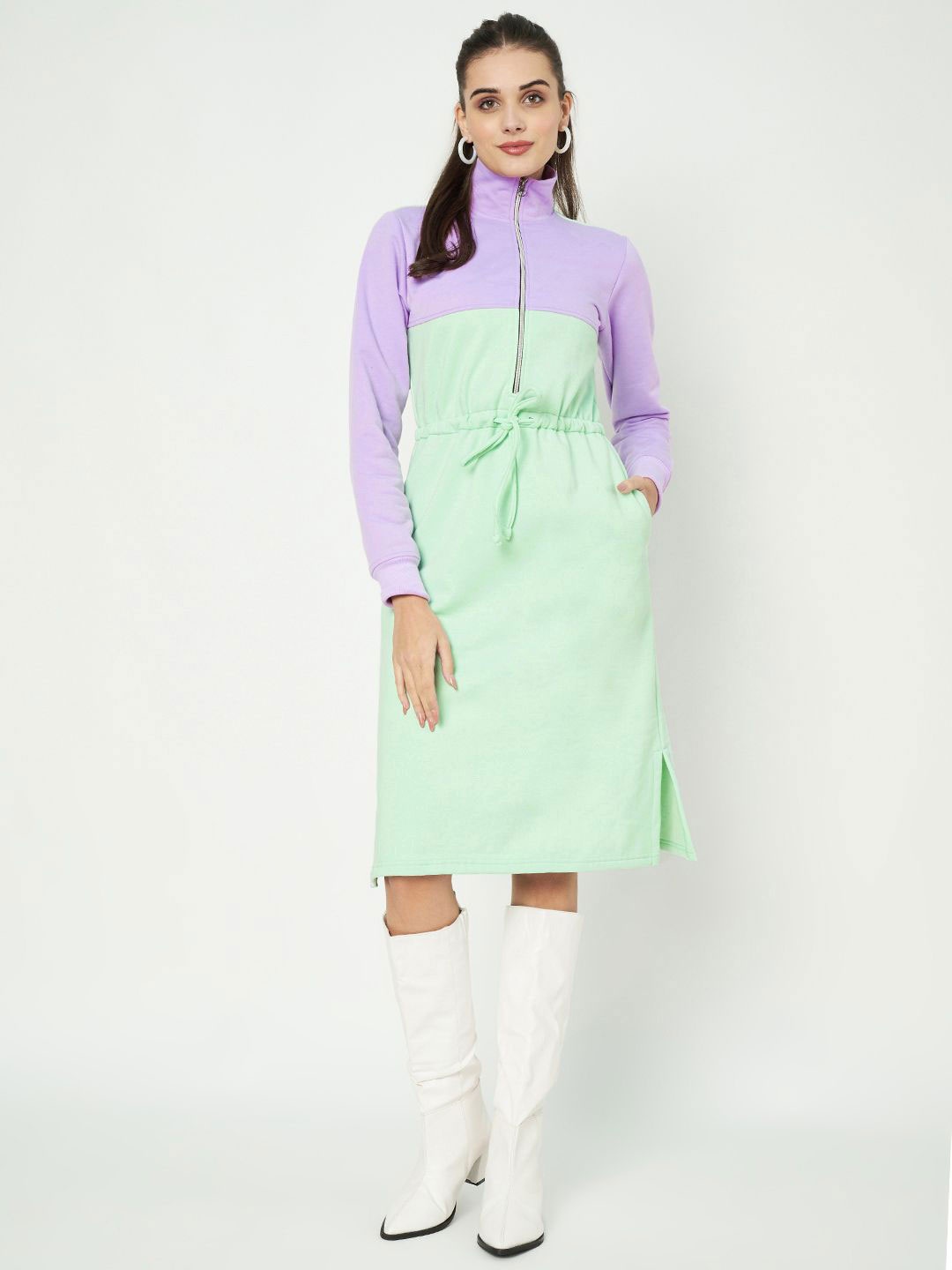 

BRINNS Women Colourblocked Jumper Dress, Green