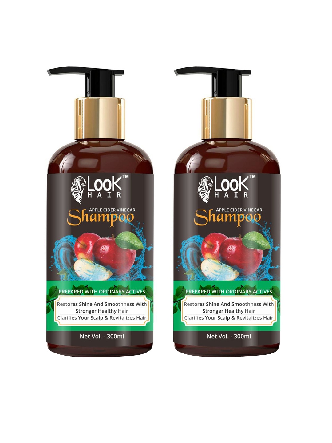 

LOOK HAIR Set Of 2 Apple Cider Vinegar Shampoo - 300 ml Each, Red