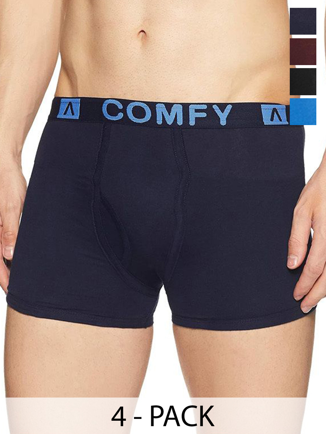 

AMUL COMFY Men Pack Of 4 Assorted Cotton Short Trunks Comfy-FCD-Trunk-OE-4-100