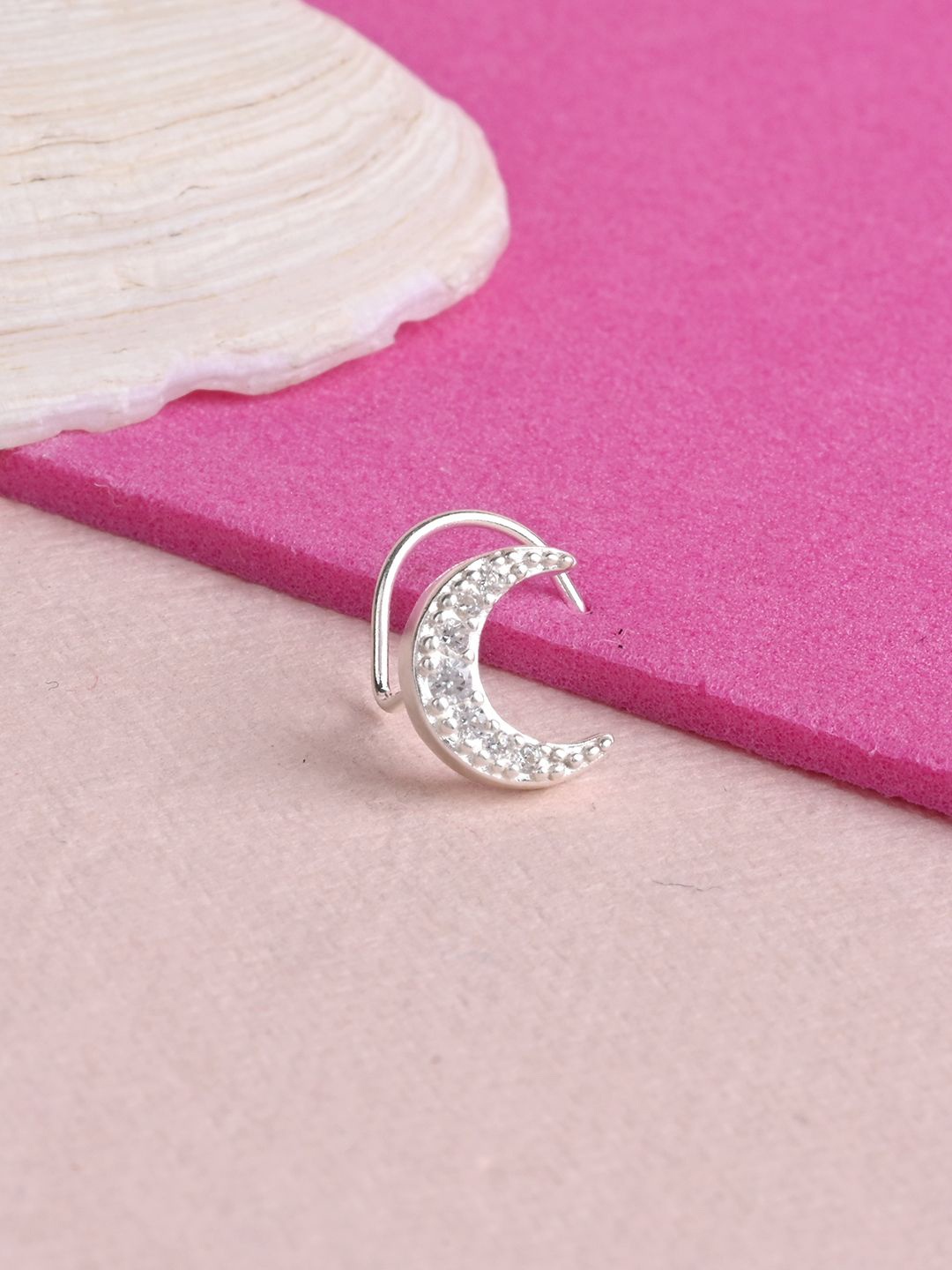 

TOUCH925 92.5 Silver Cubic Zirconia-Studded Septum Nosepin