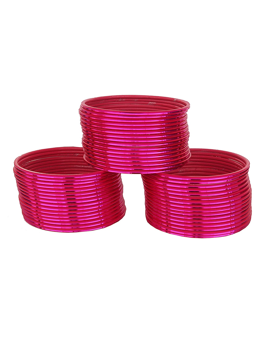 

ZULKA Set of 48 Pink Glossy Finished Metal Bangles, Magenta