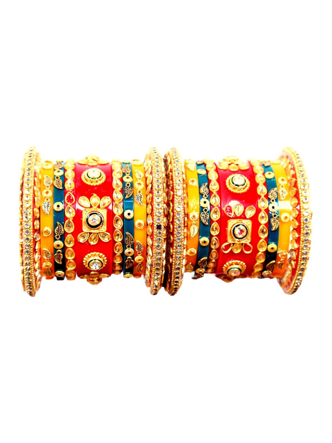 

Align Set Of 2 Gold-Plated Stones-Studded Chuda Bangles