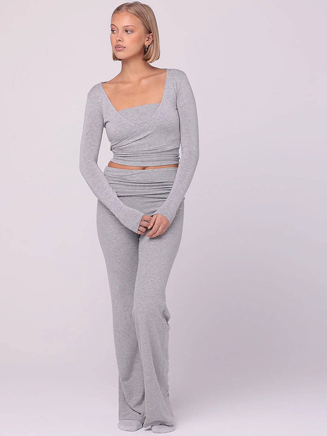 

LULU & SKY Square Neck Tube Top With Trousers, Grey