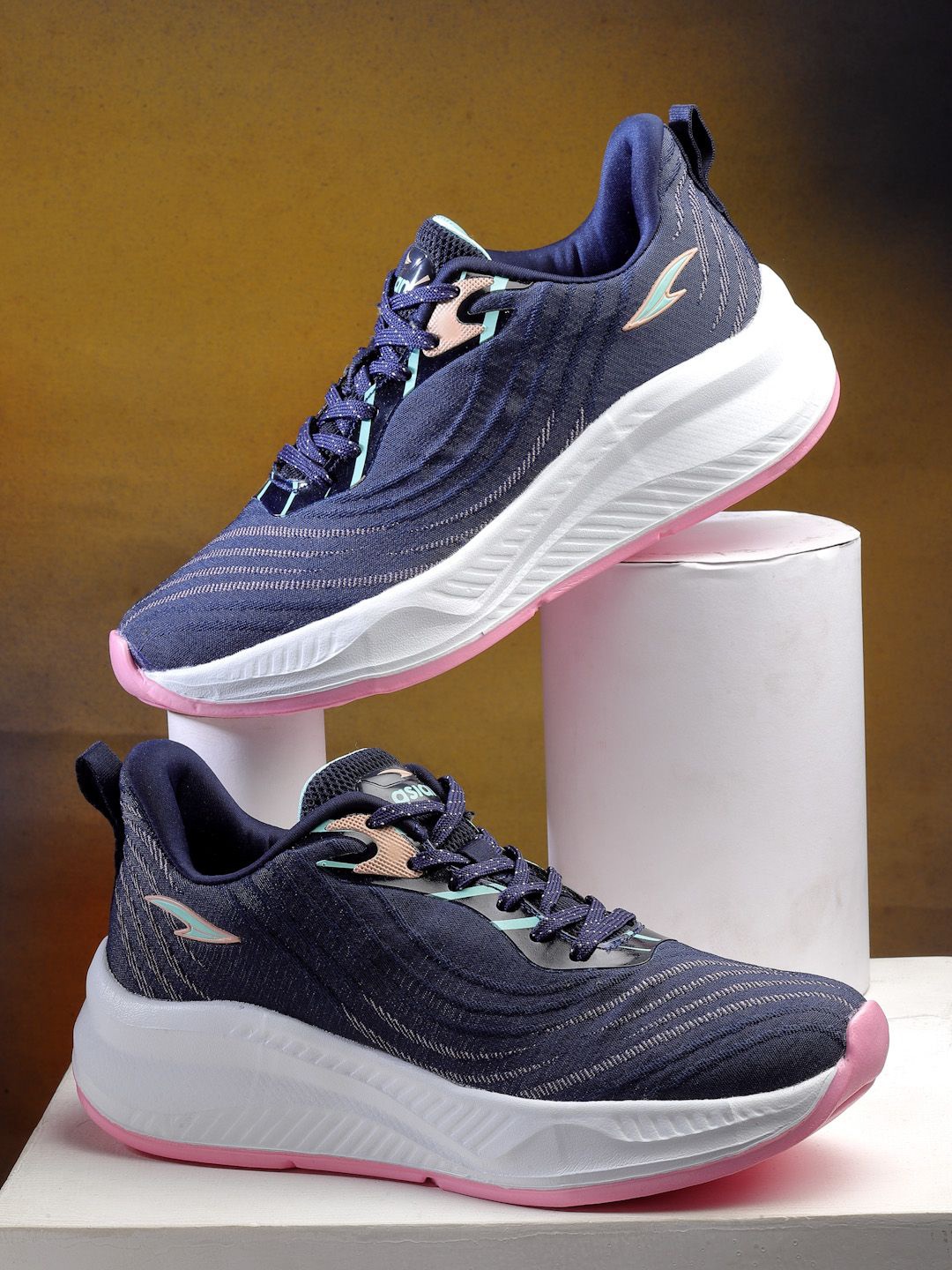 

ASIAN Women Mesh Non-Marking Running Shoes, Navy blue