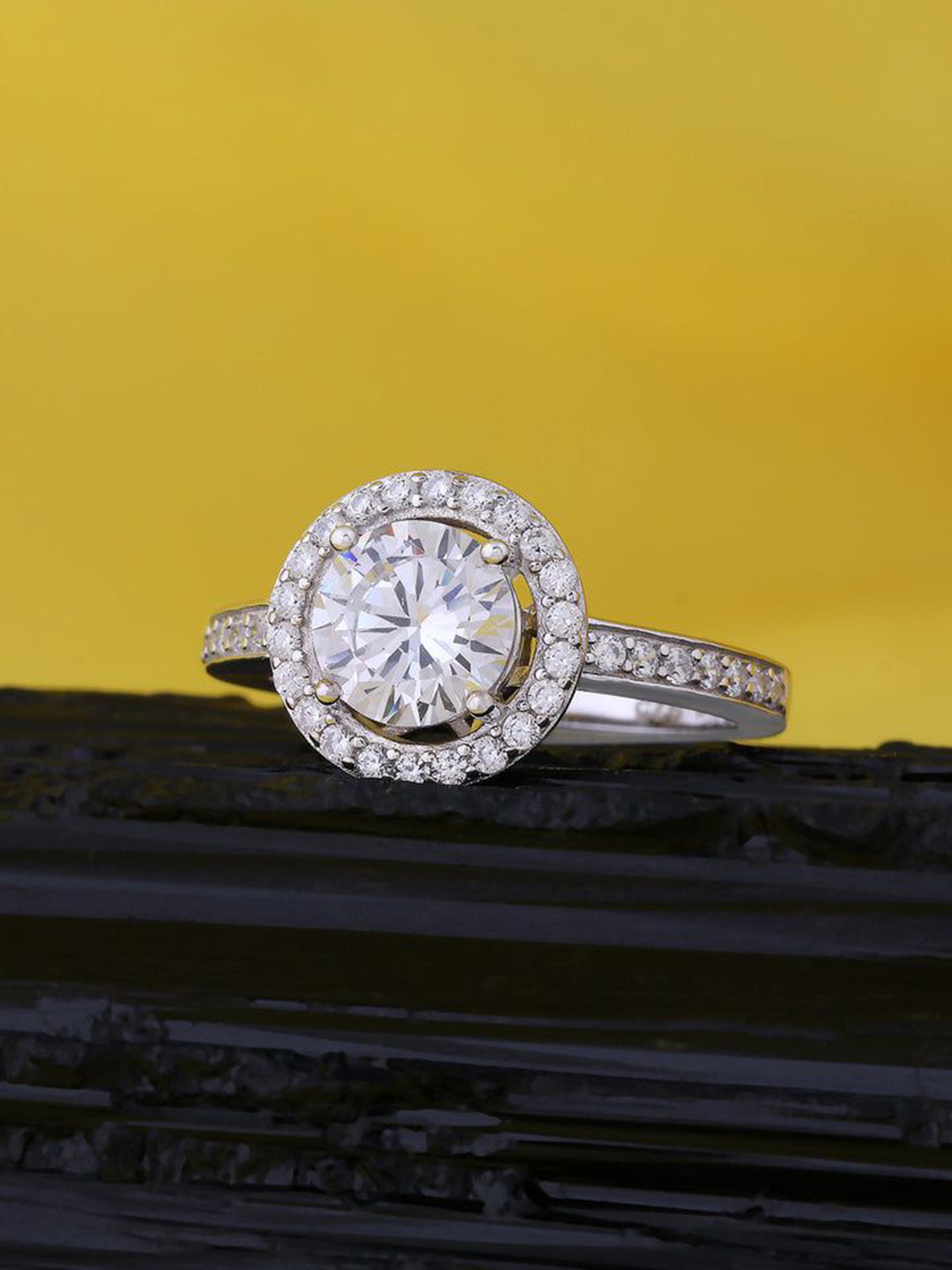 

Ornate Jewels 925 Silver American Diamond Studded Finger Ring