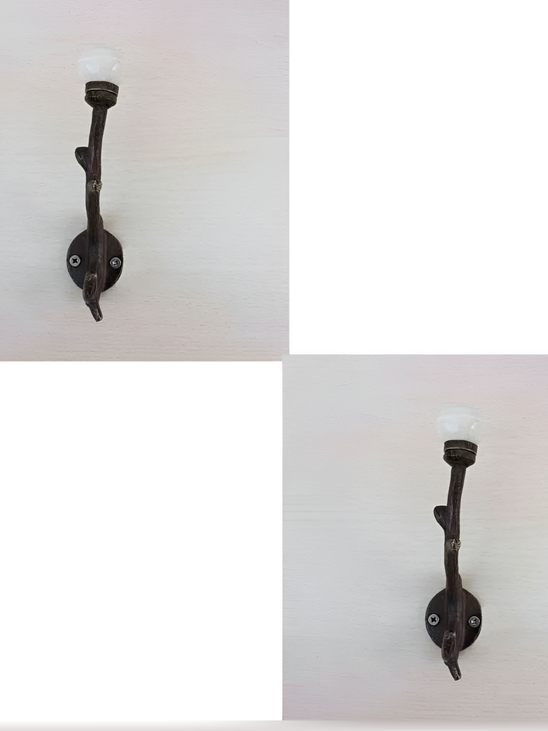 

IndianShelf White & Black 2 Pieces Striped Ceramic Cloth Hangers Coat Hooks