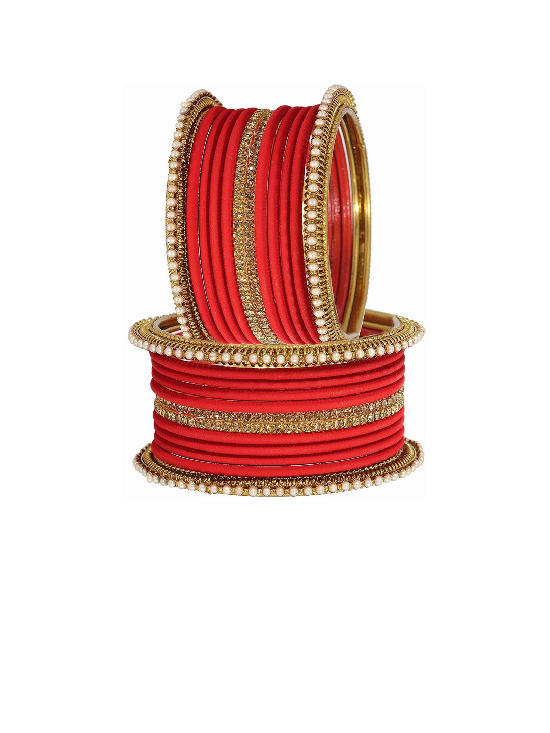 

Set of 144 Non-Precious Metal with Base Metal Zircon Gemstone Studded Traditional Bangle, Multi