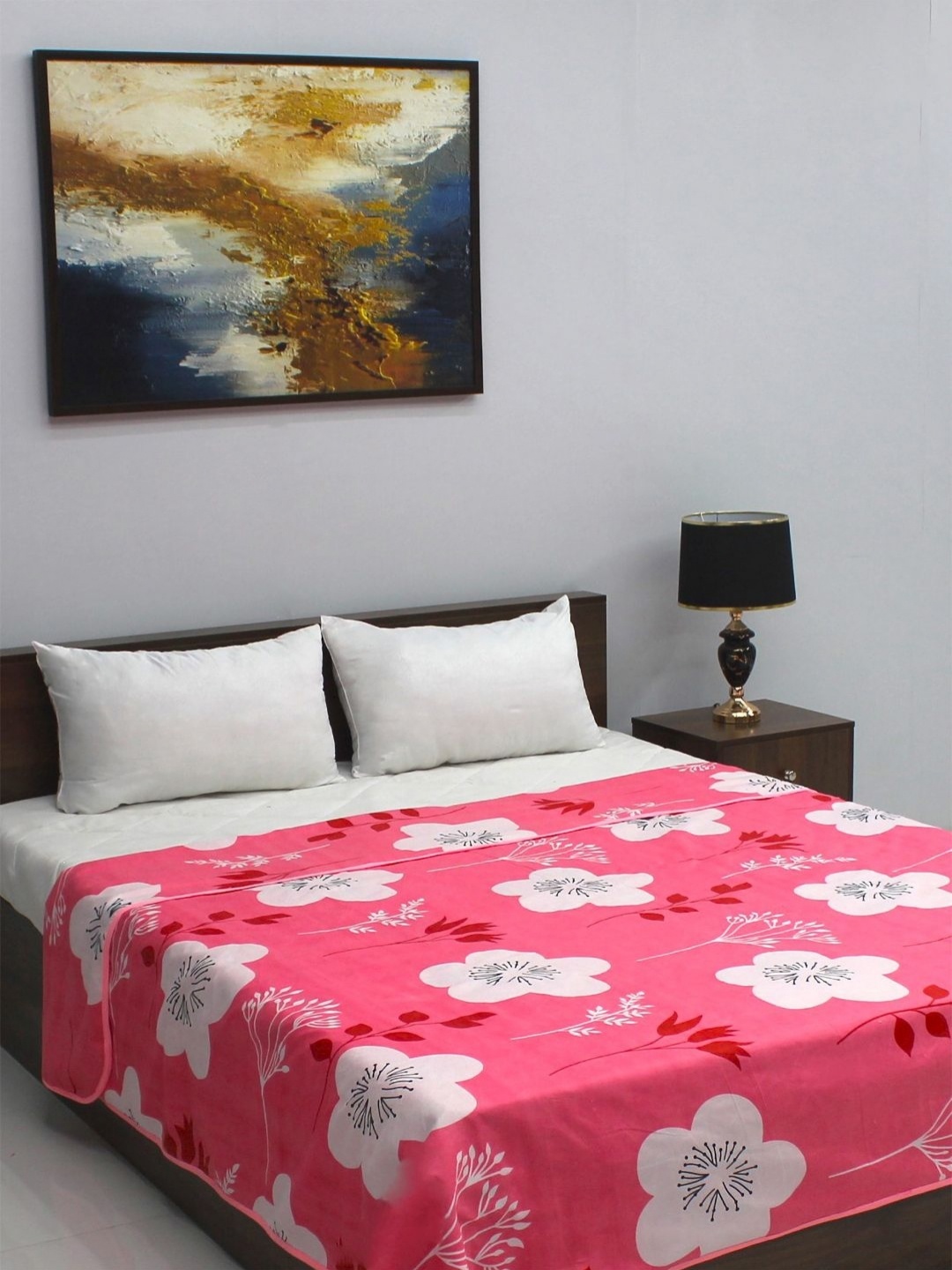 

Steve & Anderson Pink & White Floral Mild Winter 320 GSM Double Bed Reversible Dohar