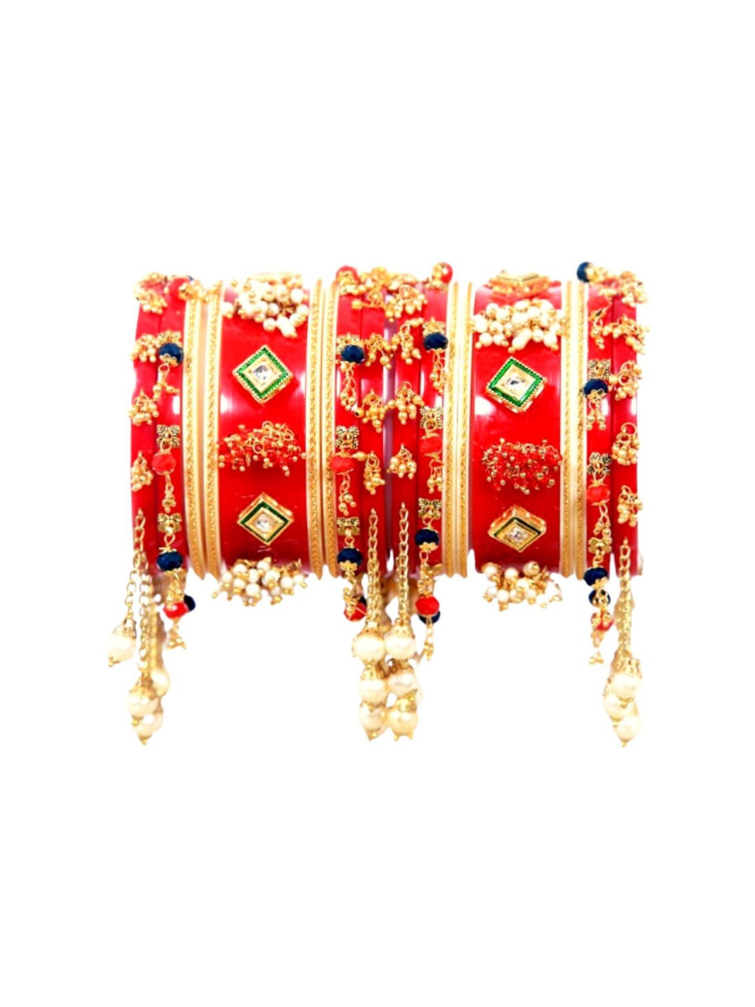 

Align Set Of 2 Gold-Plated Stone Studded & Beaded Bangles